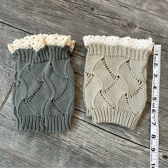 Set of 2 Lace Trim Boot Cuffs - Picture 2 of 4